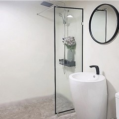 국산 욕실 화장실 강화유리파티션 블랙네모 600 샤워부스 칸막이